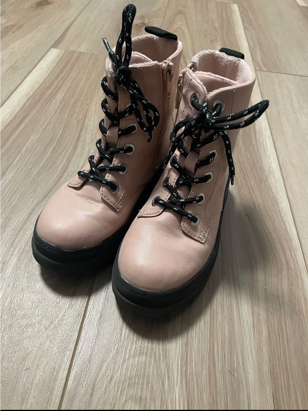 H&M Pink Lace-Up Kids Ankle Boots with Black Soles